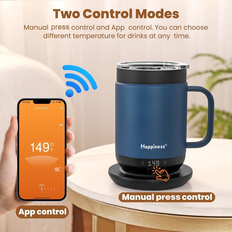 HAPPINESS Smart Heated Coffee Mug,16oz Rechargeable Electric Self Heating Temperature Control Coffee Cup - Image 5